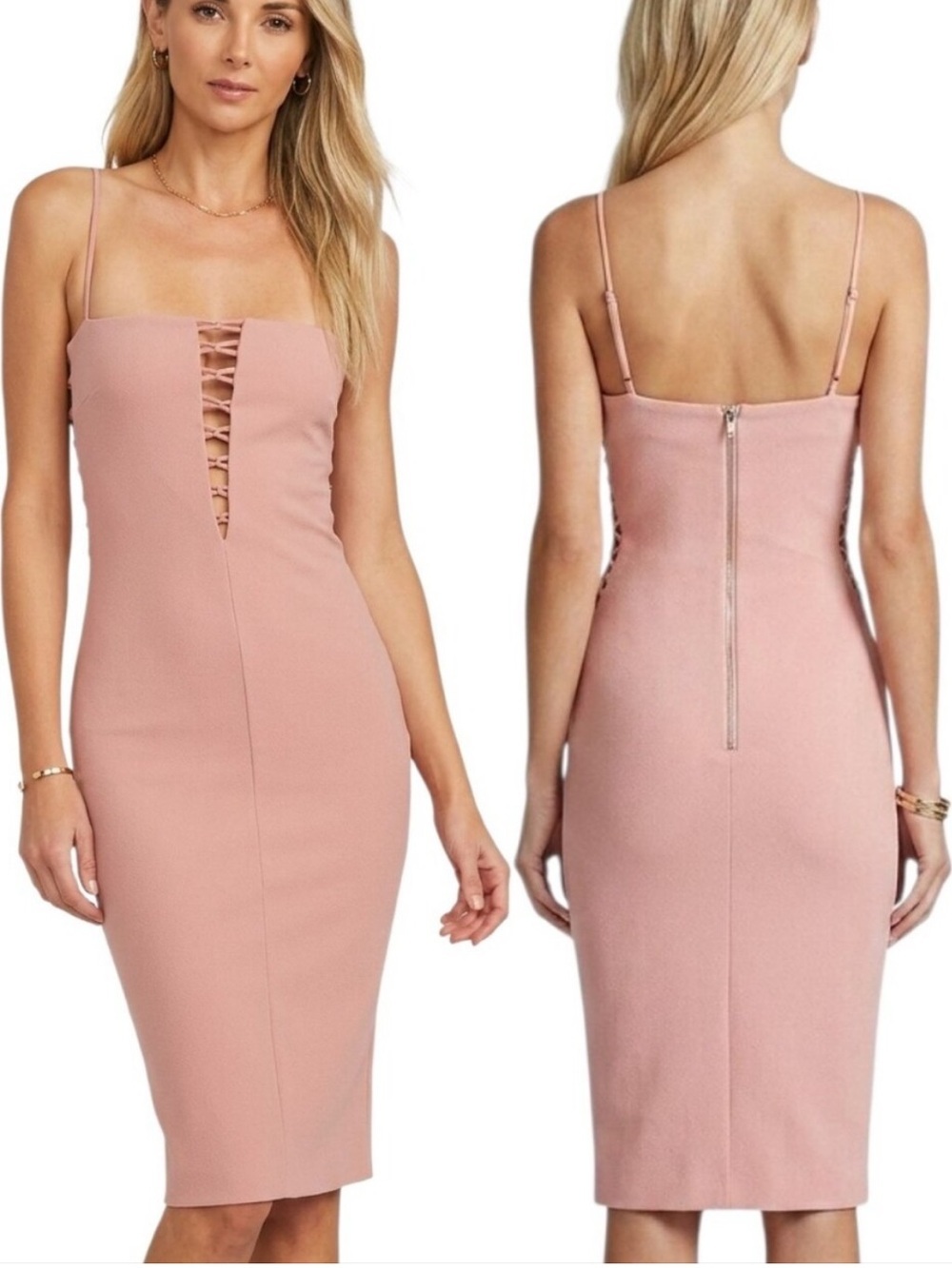 Bec & Bridge Metamorphic Plunge Dress Blush Pink